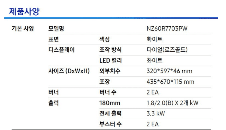 삼성전자 인덕션 더플레이트 2구제품 사양 정보 사진